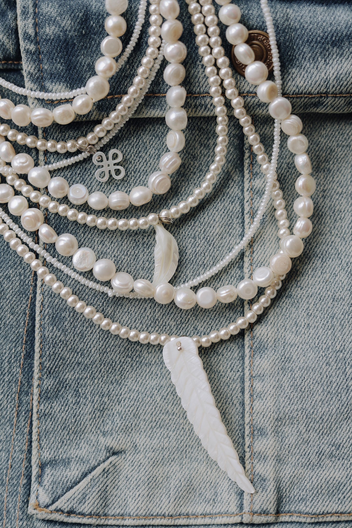 Pearl and Feather Necklace