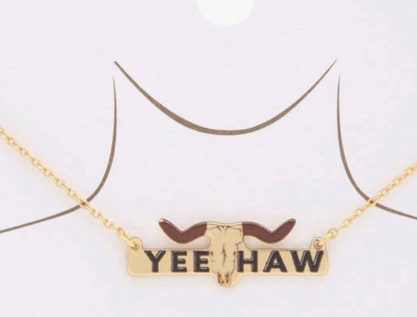 Yeehaw Longhorn Metal Necklace
