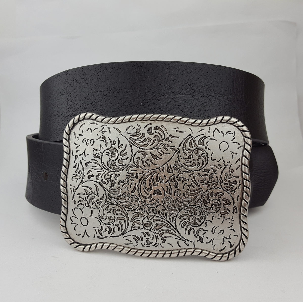 Leather Belt wth Floral Buckle
