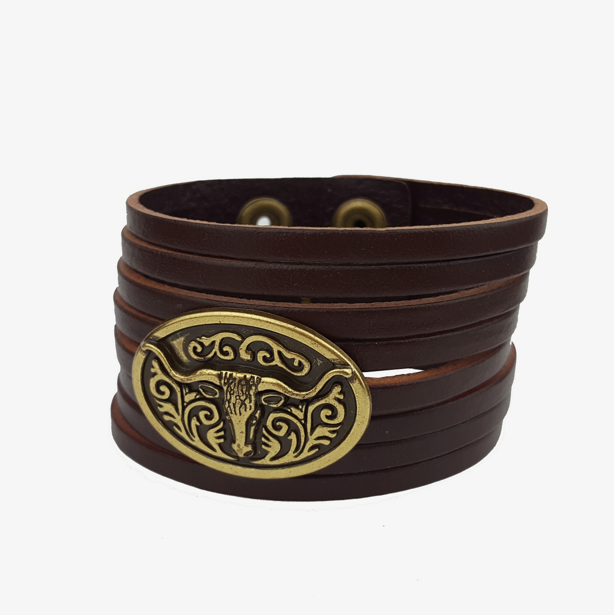 Leather Cuff with Longhorn Gold Concho