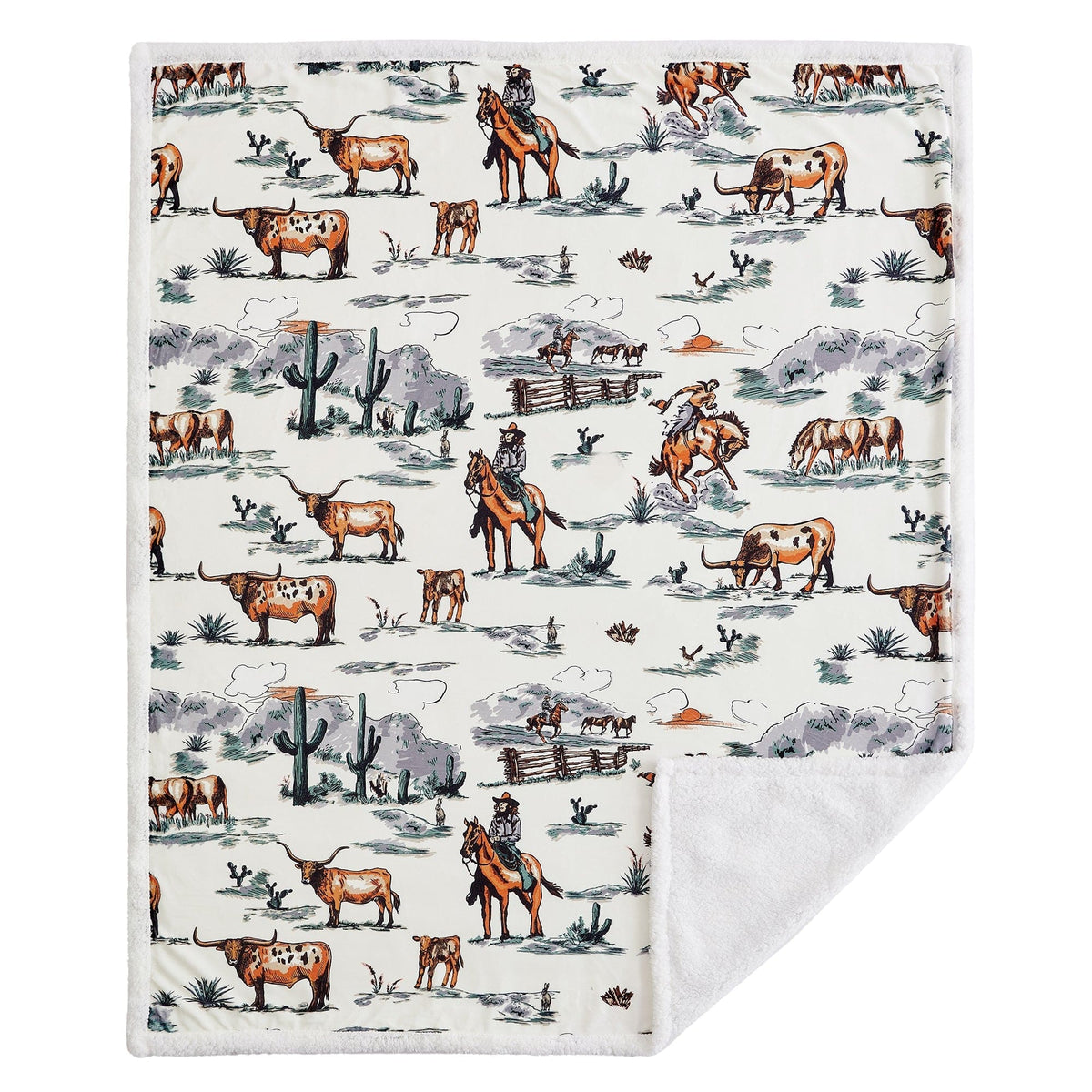 Ranch Life Western Toile Sherpa Throw