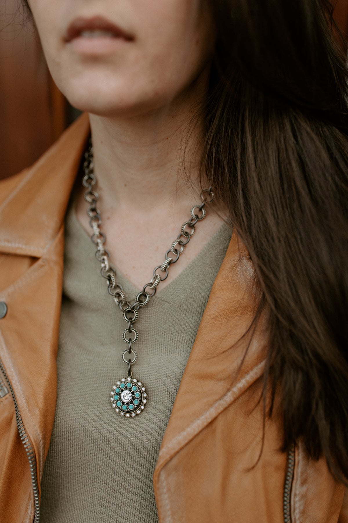 Turquoise &amp; Sparkle Pendant Necklace