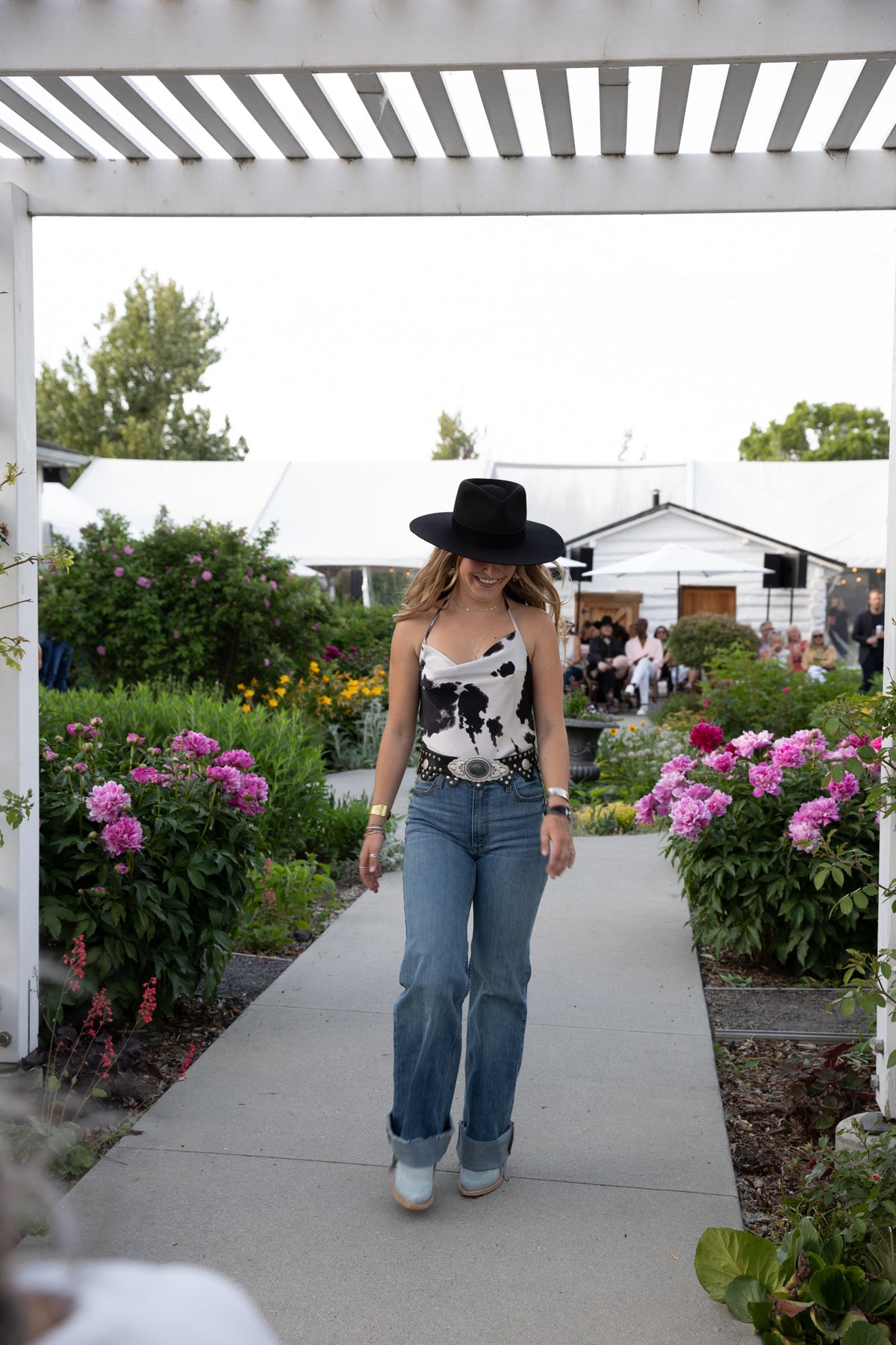 Satin Cow Print Backless Tie Top