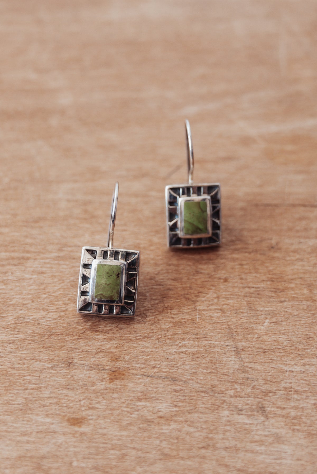 Sterling Silver Square Inlay Earrings