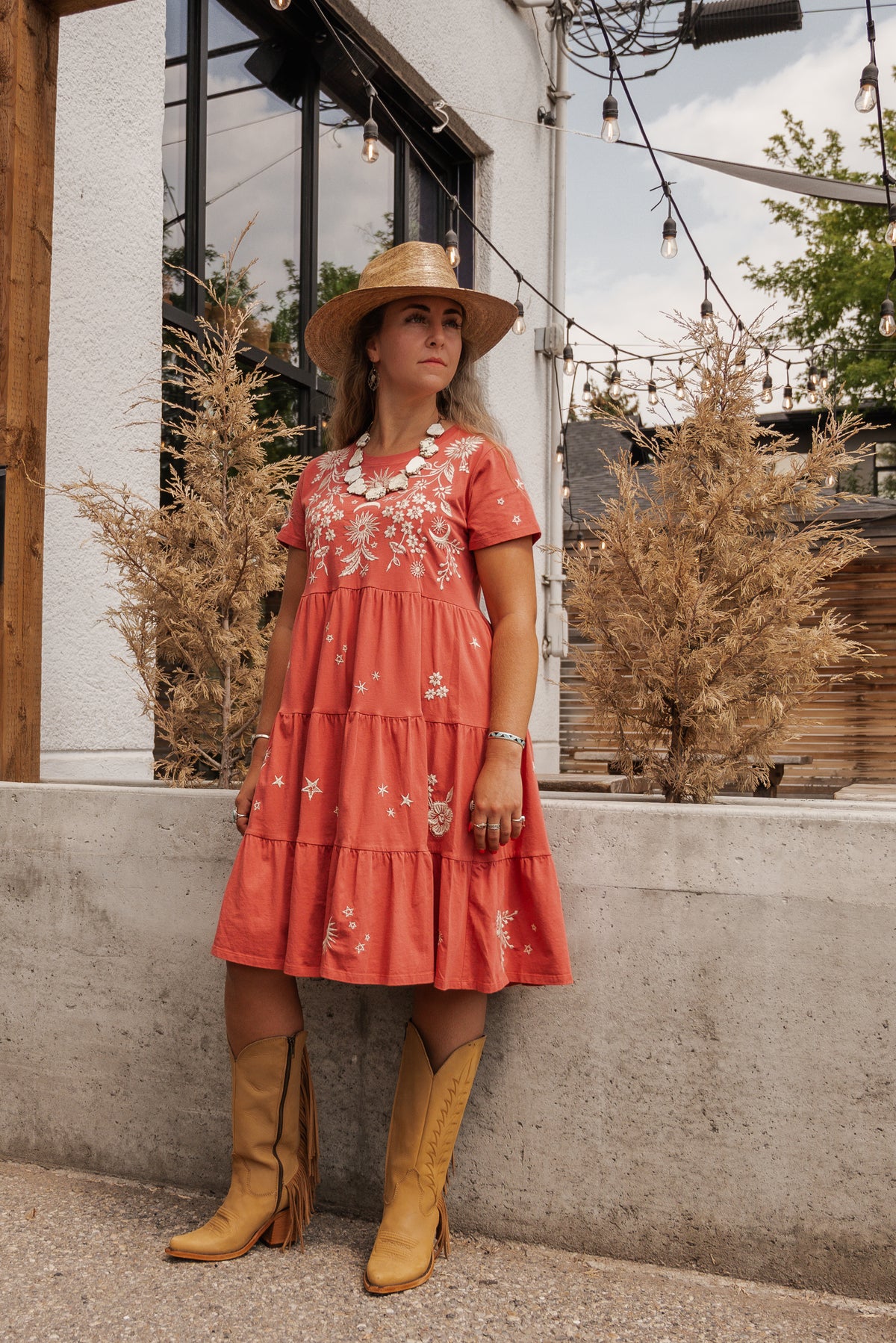 Oleander Tiered Knit T-Shirt Dress