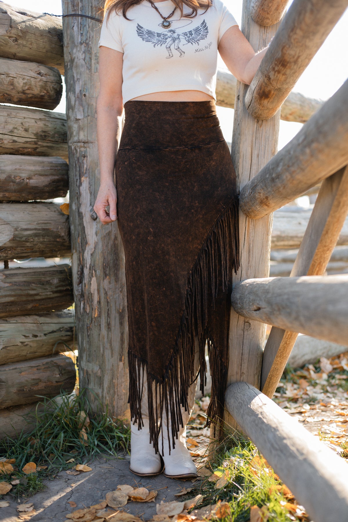 Rhonda Stark Asymmetrical Fringe Skirt