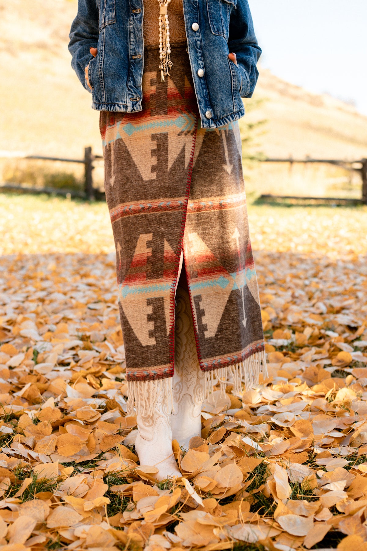 Long Wrap Skirt Kemosabe Fringe