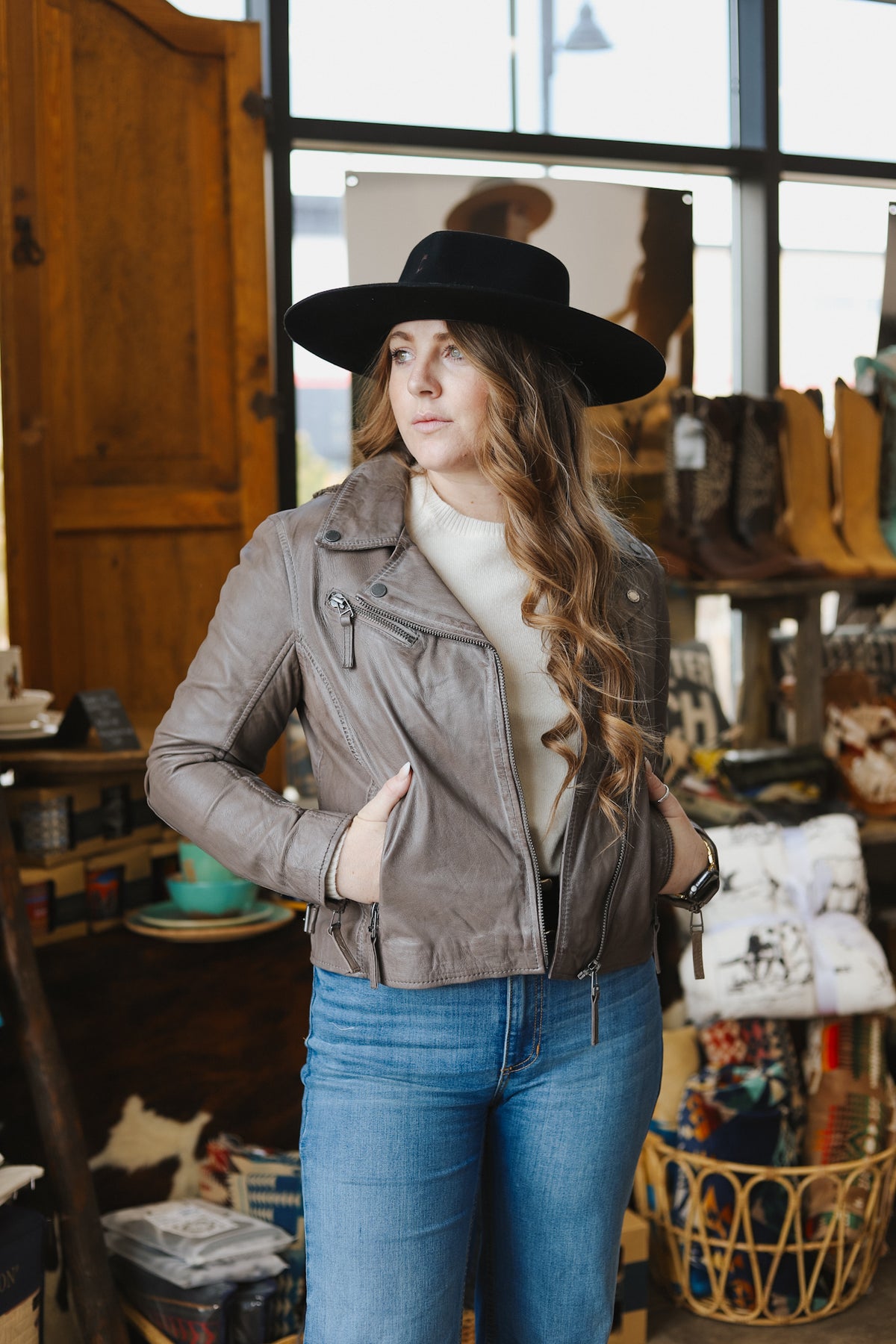 Christy Leather Jacket - Cozy Taupe