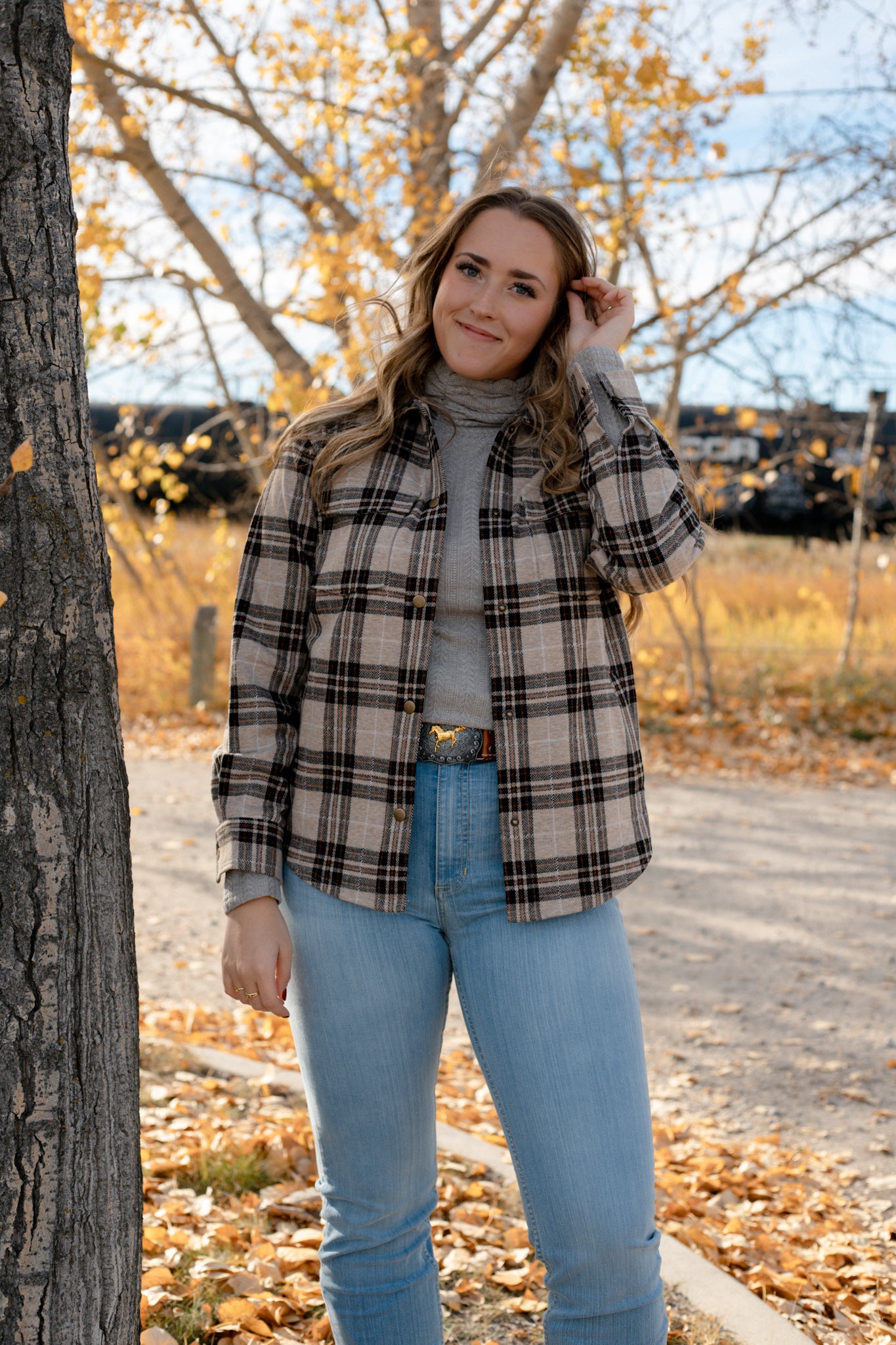 Maryville Double Pocket Plaid Knit Shirt Jacket