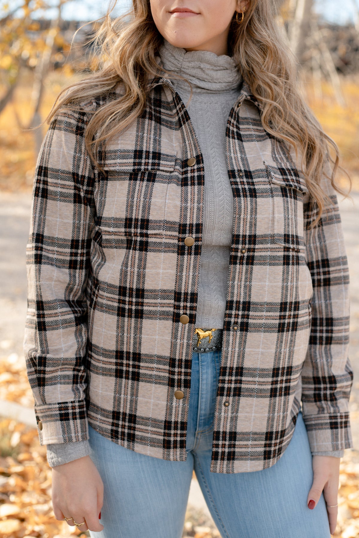 Maryville Double Pocket Plaid Knit Shirt Jacket