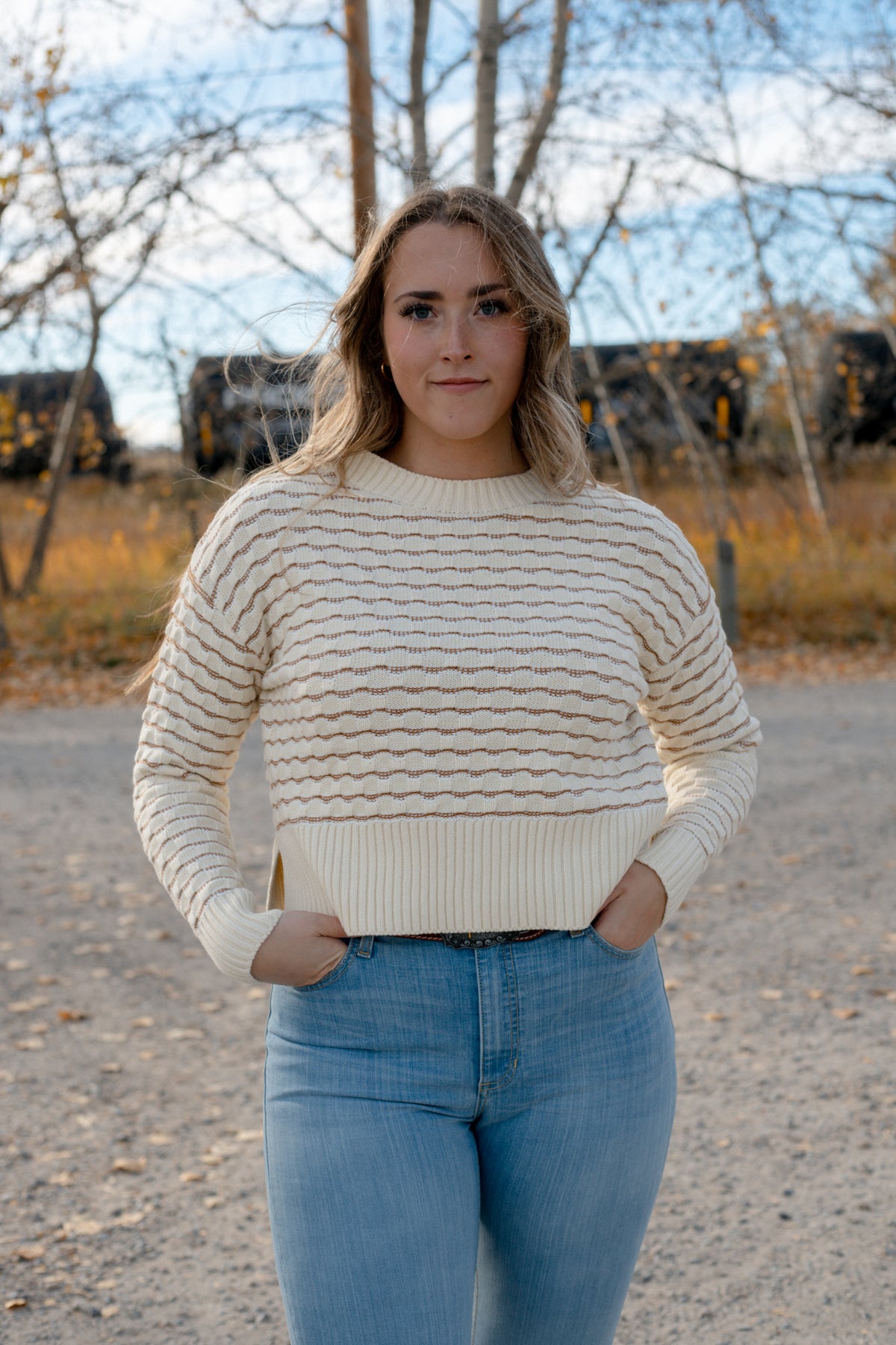 Taylor Striped Cable Knit Sweater