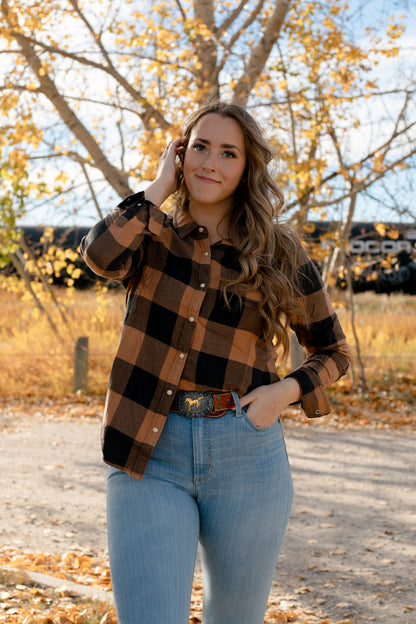 Georgianna  LS Single Pocket Plaid Shirt