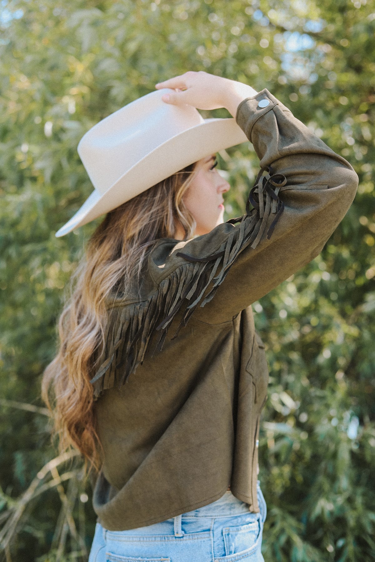 Button Down Suede Fringe Jacket