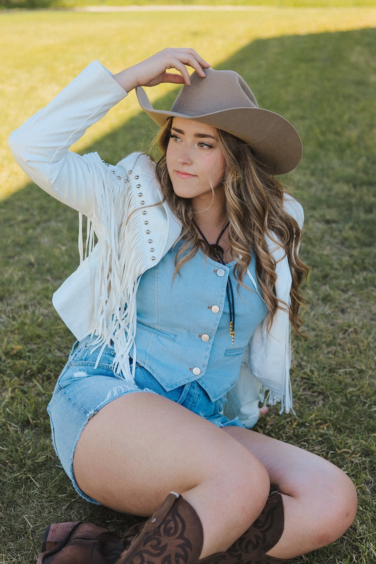 Stud Detail Fringed Pleather Jacket