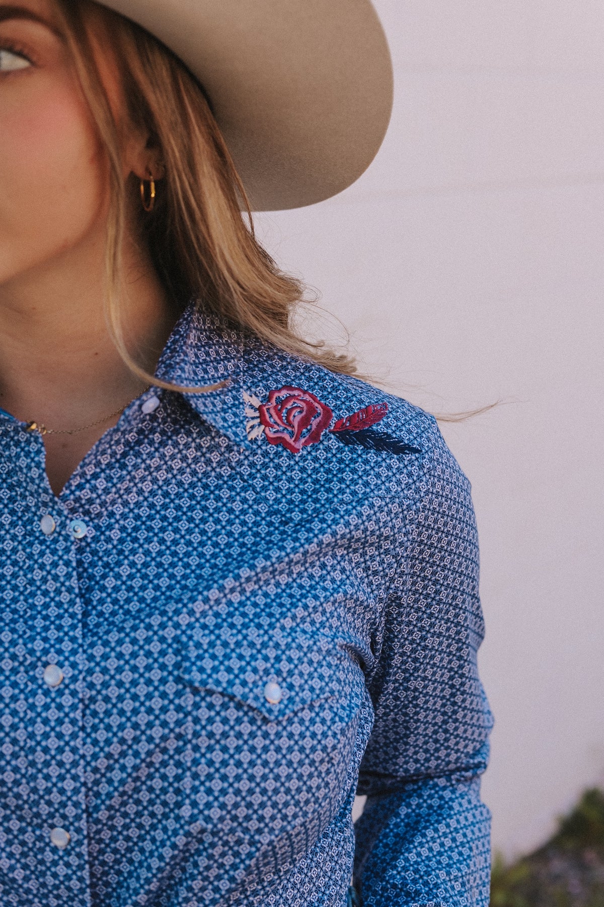 Blue Diamond Button Up