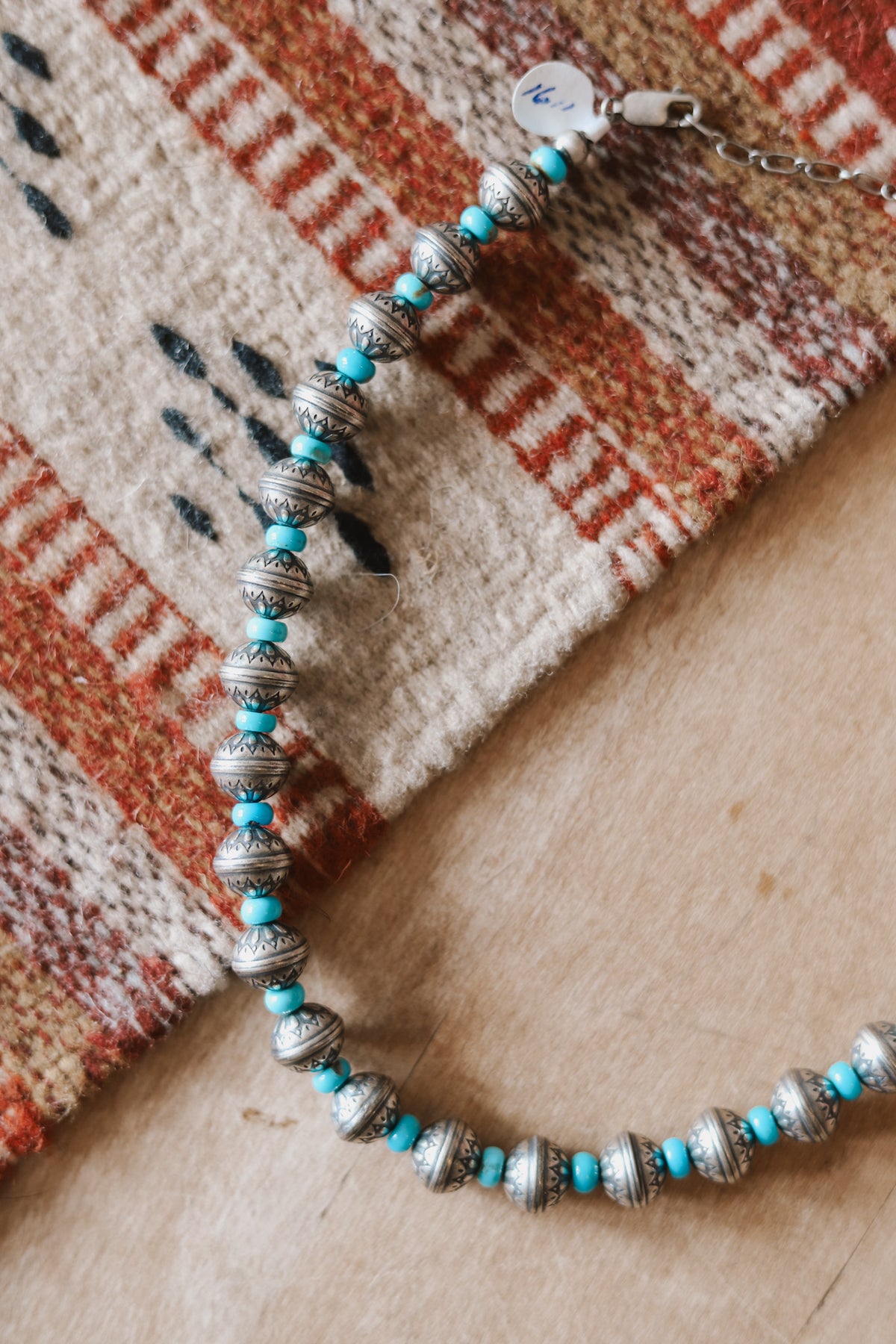 Navajo Pearl and Turquoise Necklace - 16&quot;