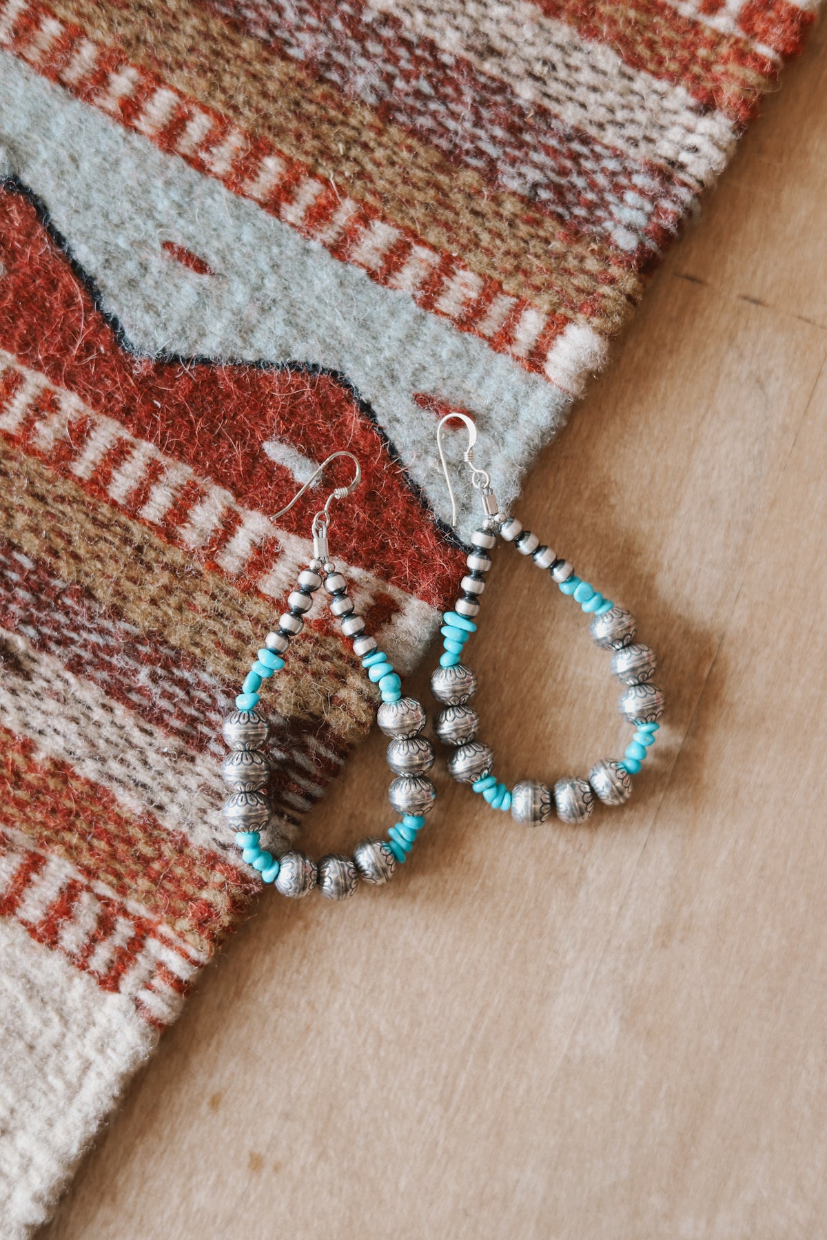 Navajo Pearl and Turquoise Teardrop Earrings