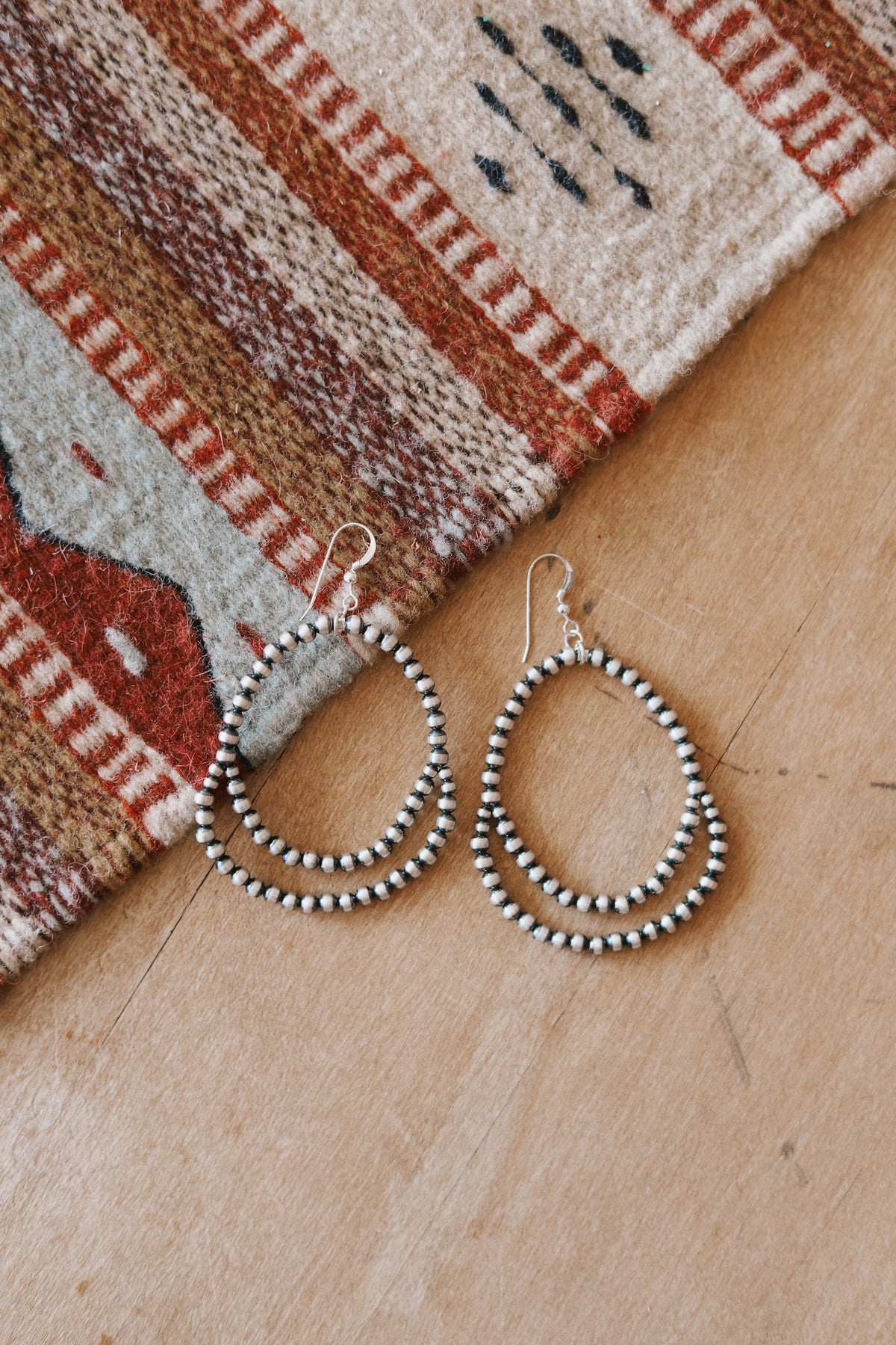 Double Navajo Pearl Teardrop Earrings