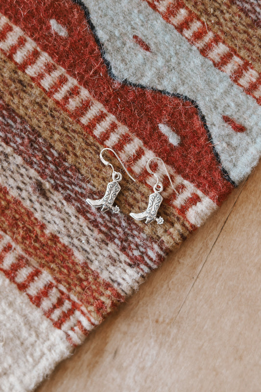 Silver Cowboy Boot Earrings