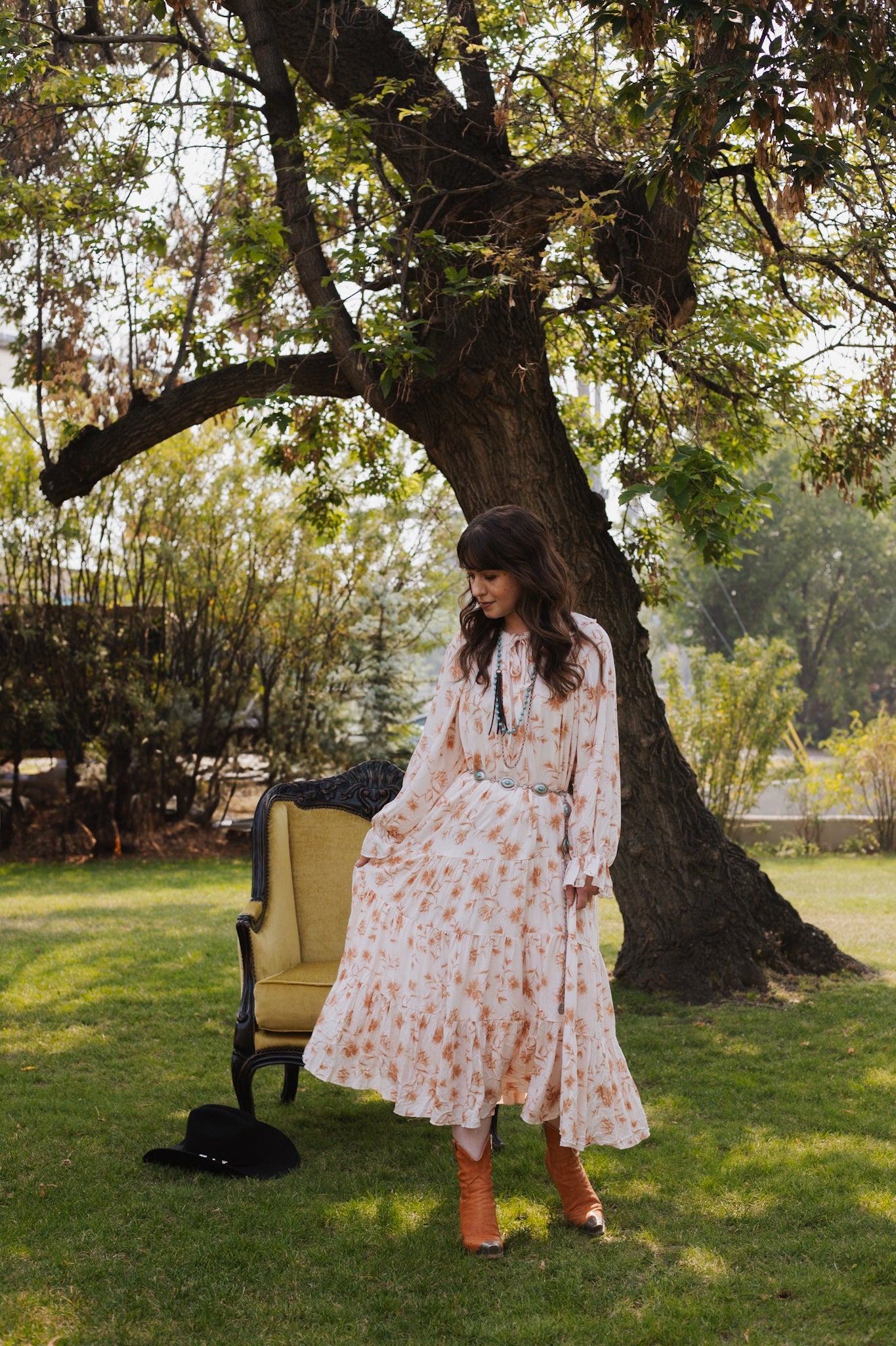 Dobby Floral Print Maxi Dress