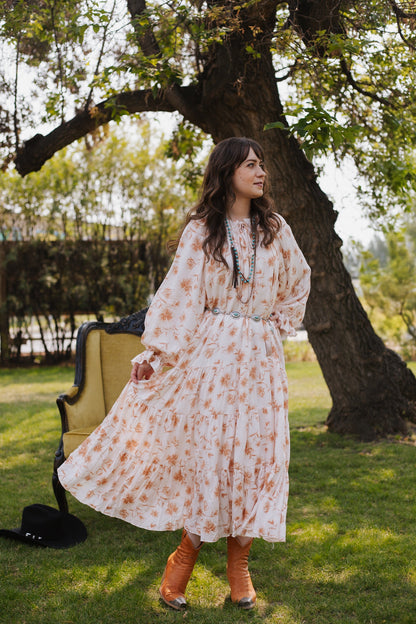 Dobby Floral Print Maxi Dress