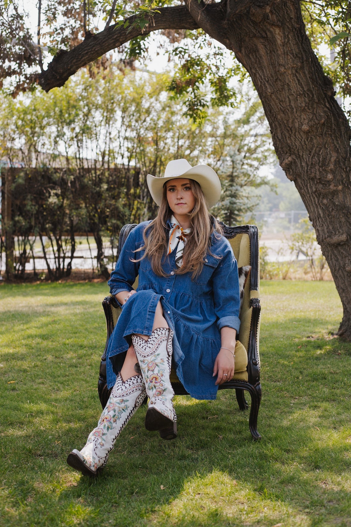 Denim Button Down Layered Dress