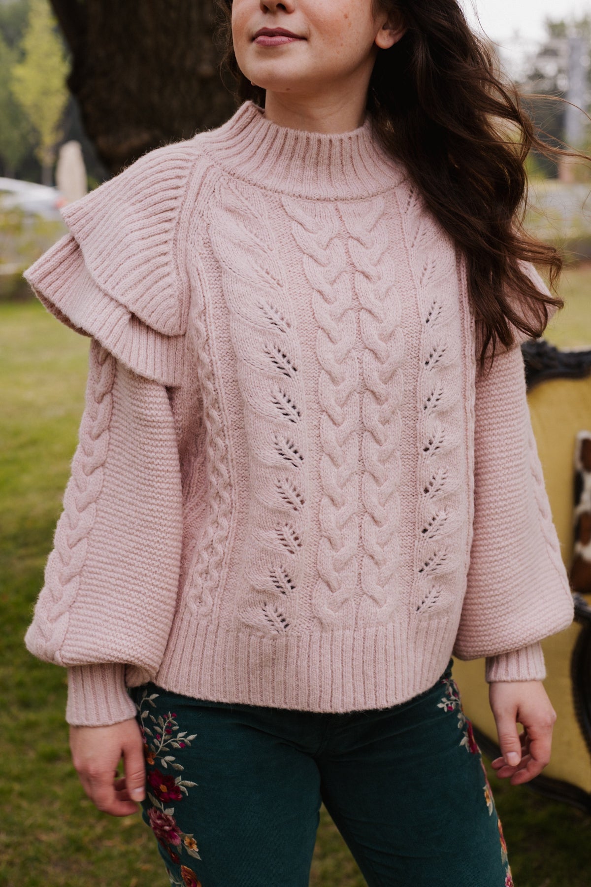 Mila Petal Sweater - Pastel Pink