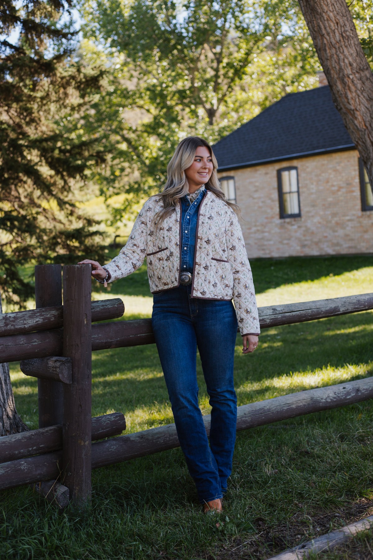 Loretta Quilted Jacket - Watercolor Rodeo Print