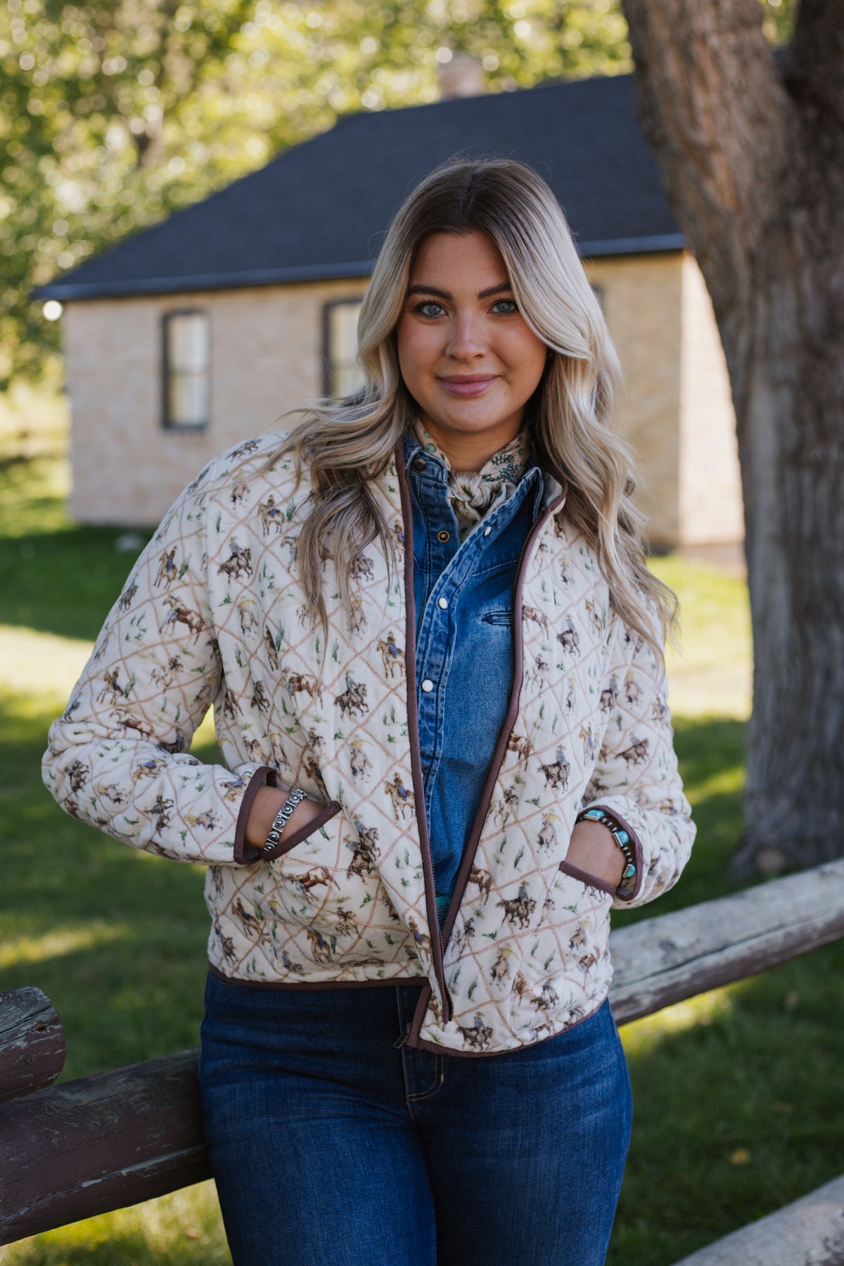 Loretta Quilted Jacket - Watercolor Rodeo Print