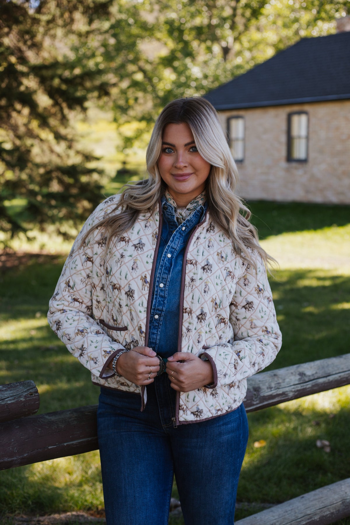 Loretta Quilted Jacket - Watercolor Rodeo Print