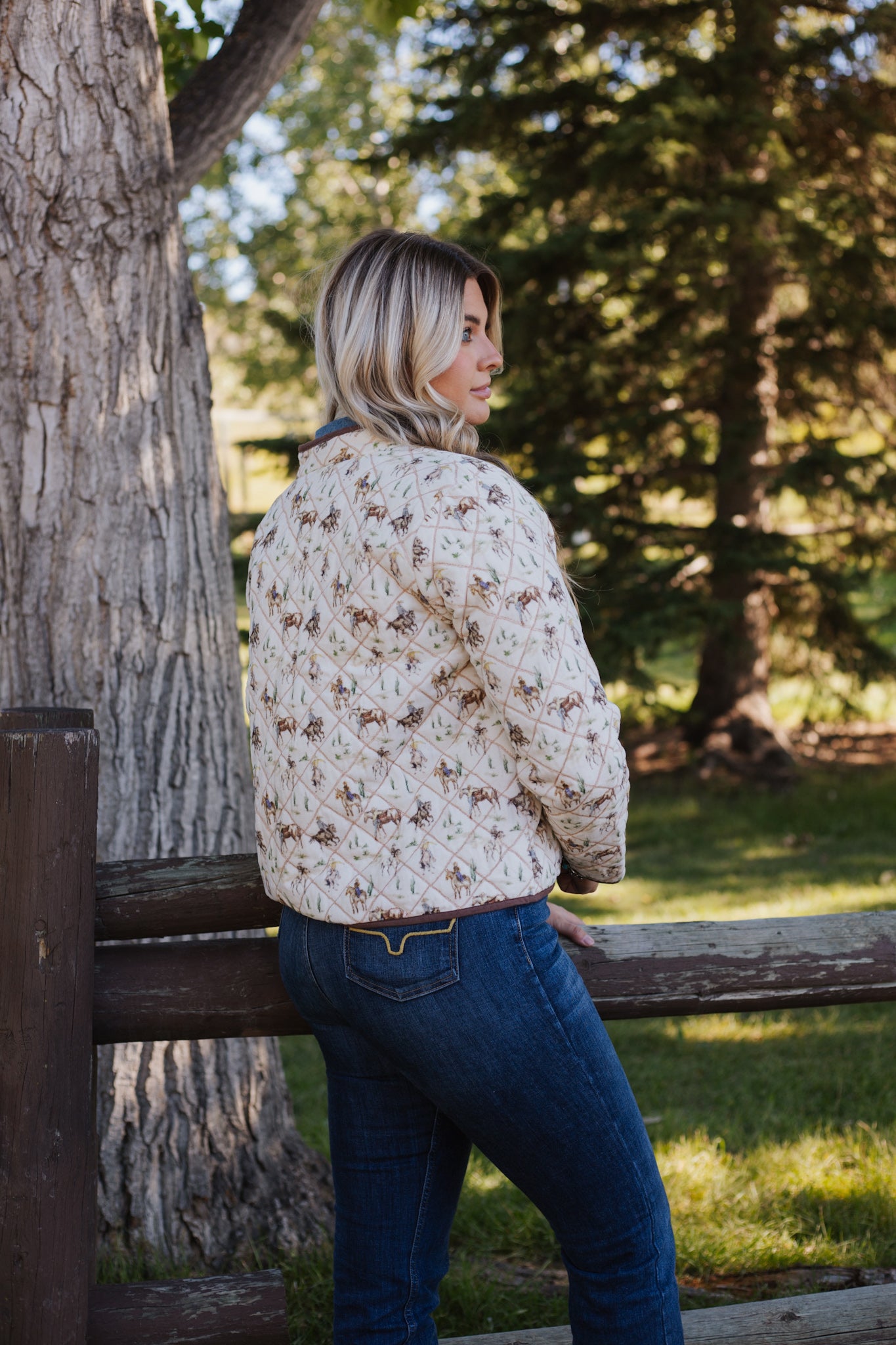Loretta Quilted Jacket - Watercolor Rodeo Print – Cody and Sioux