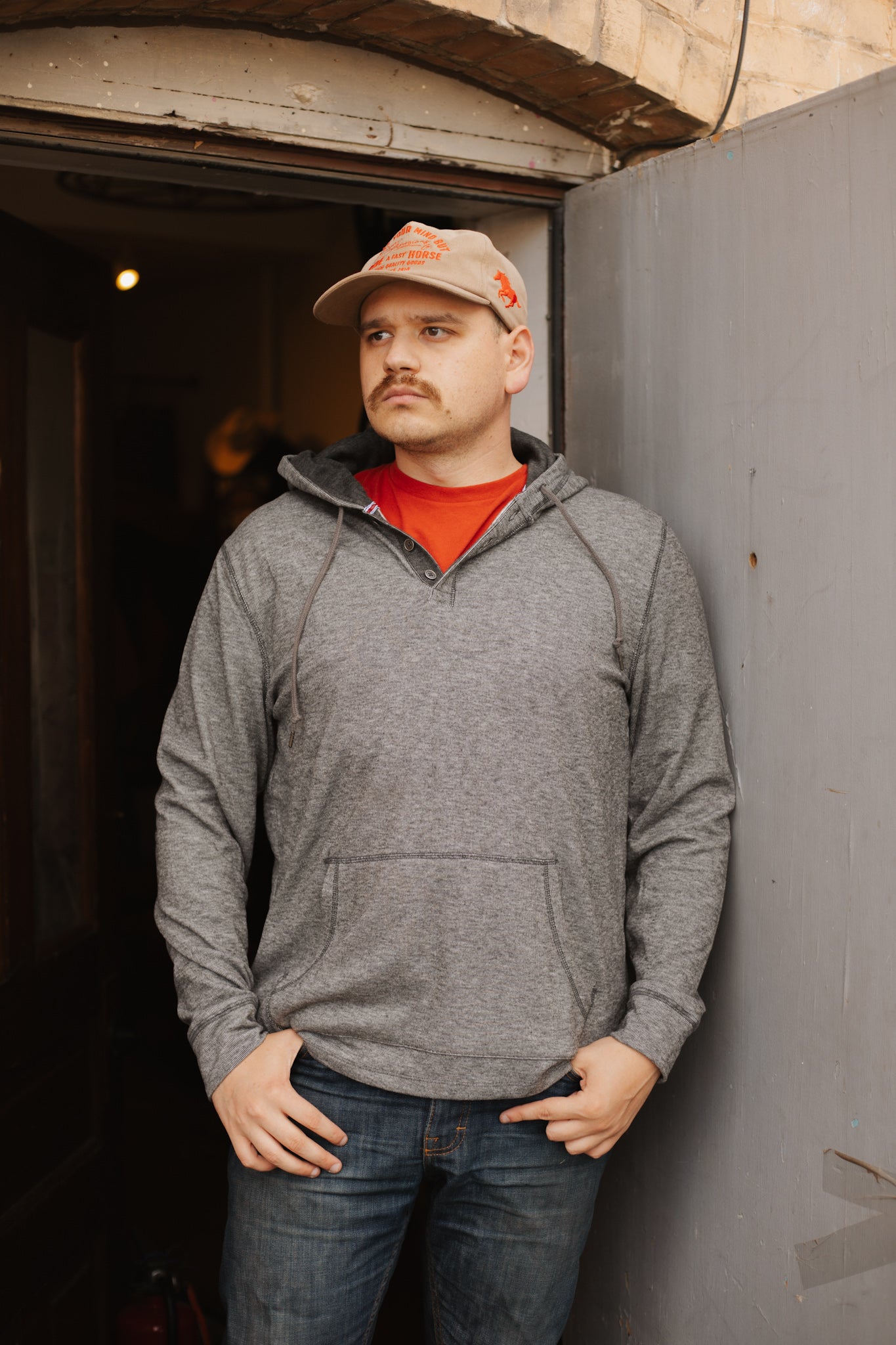 Heathered Henley Hoodie