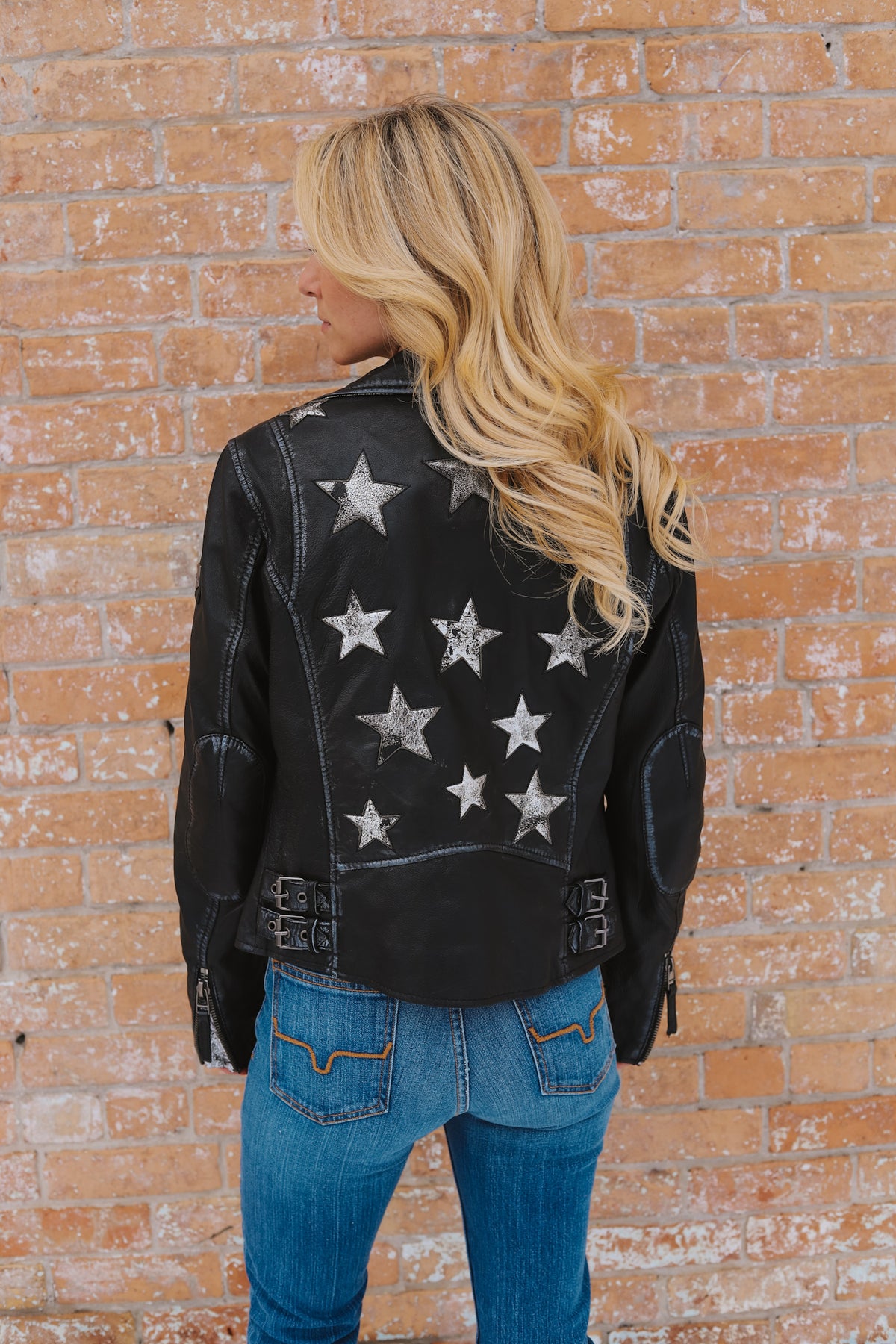 Christy Leather Jacket - Silver Stars