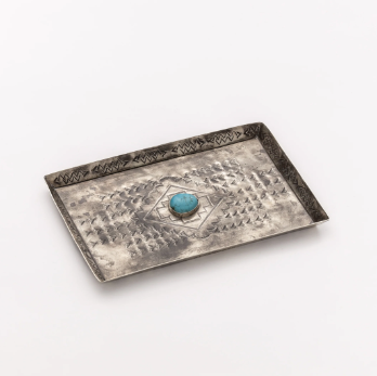 Silver Stamped Turquoise Tray