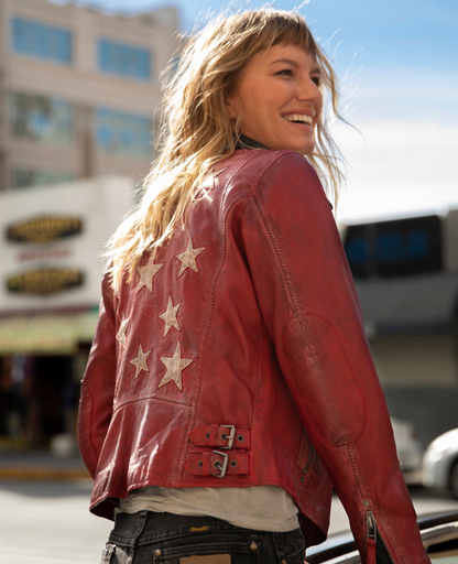 Christy Leather Jacket - Red