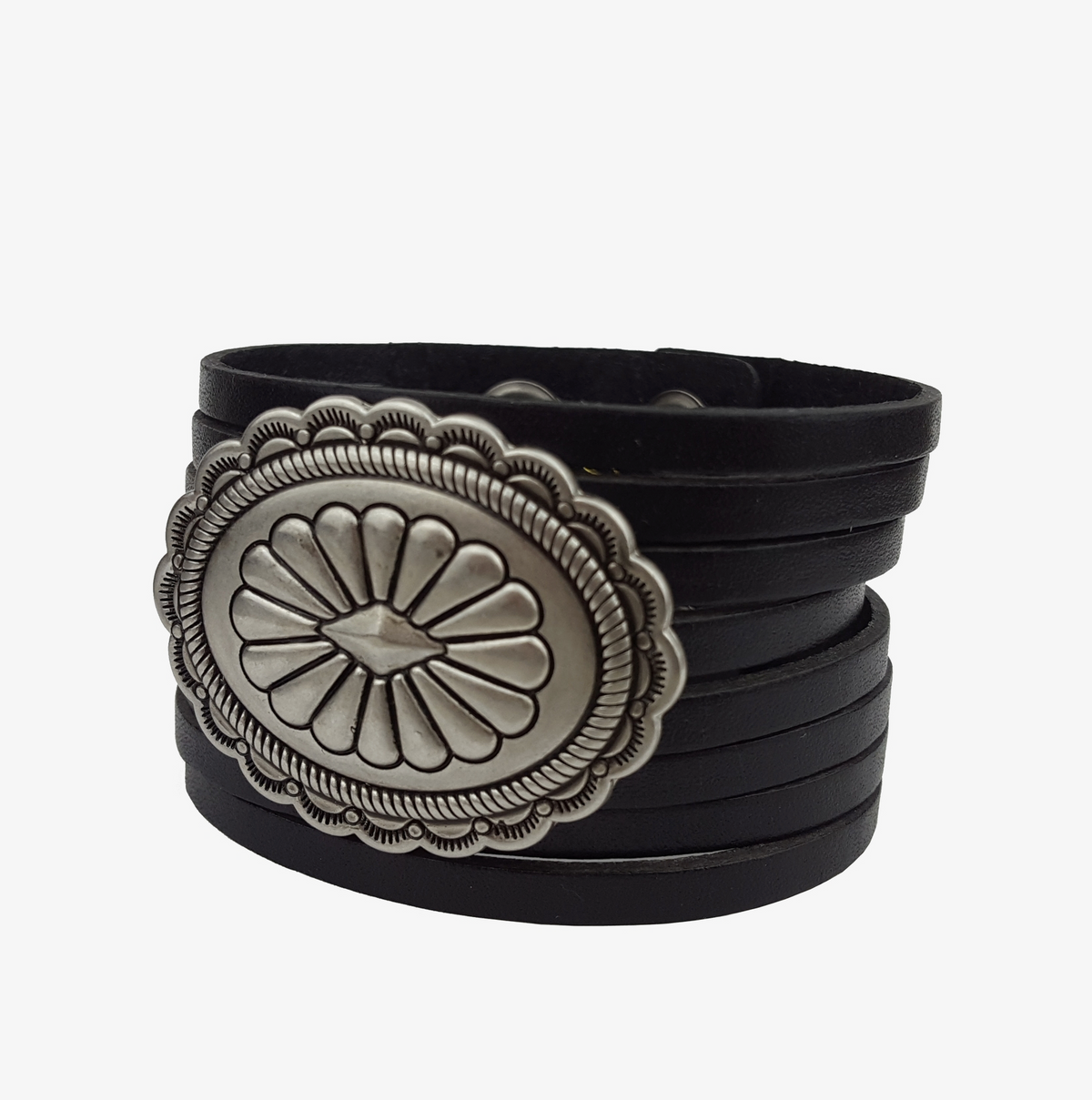 Leather Cuff with Silver Concho
