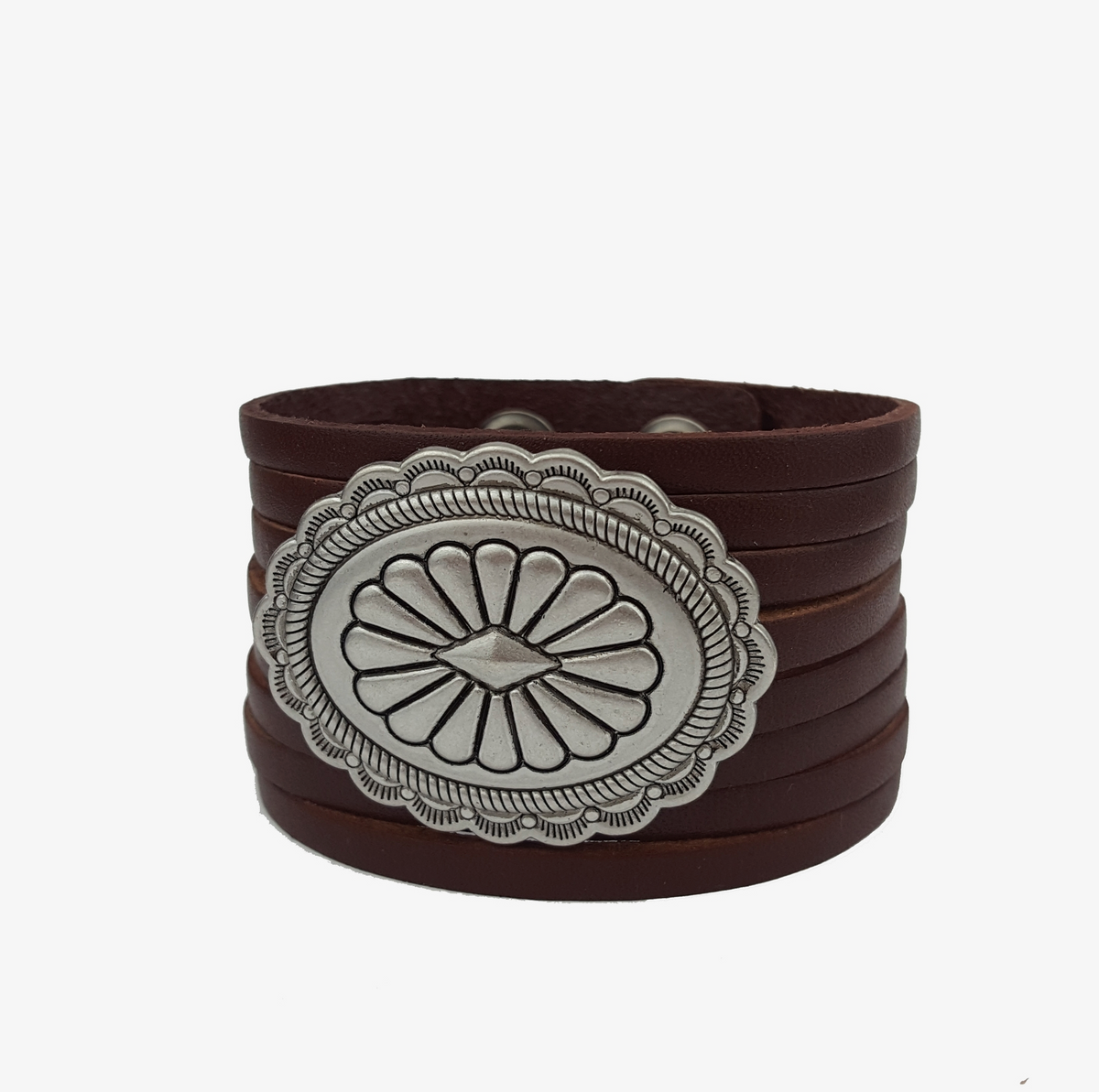 Leather Cuff with Silver Concho