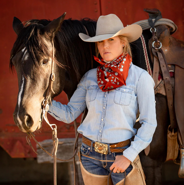 Squash Blossomed Scarf - Red - Cody and Sioux