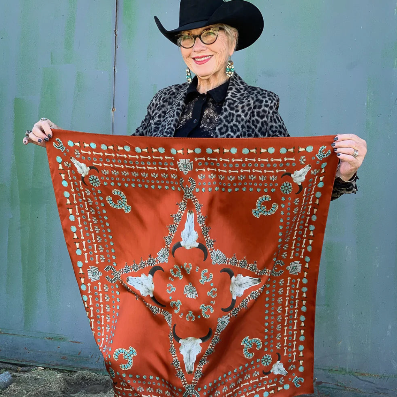 Squash Blossomed Scarf - Red