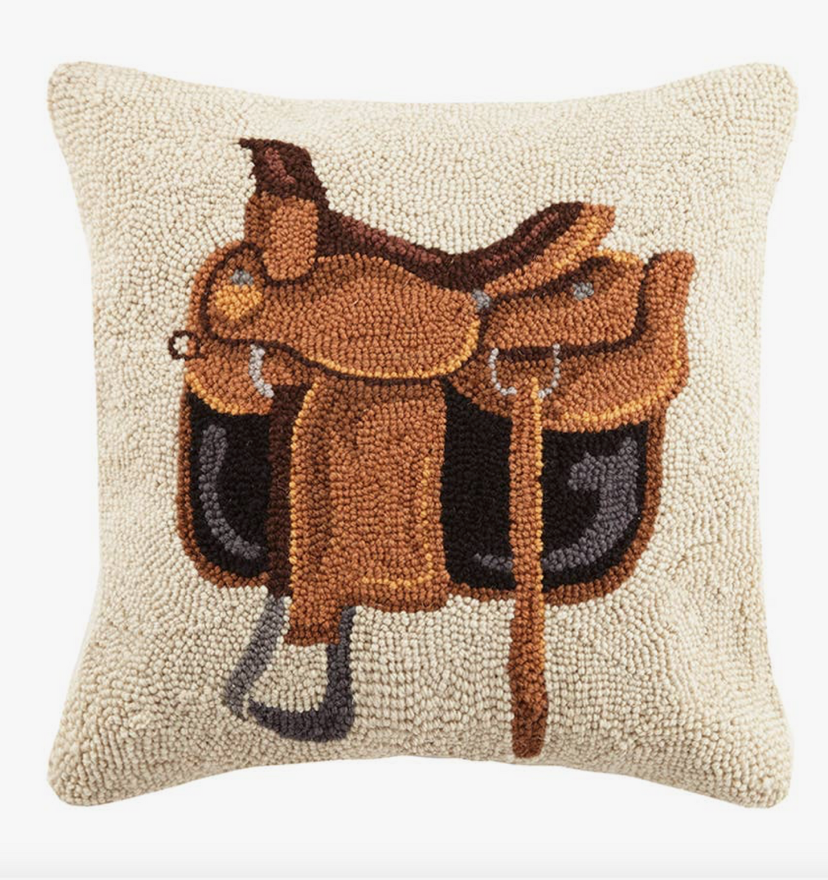 Western Saddle Wool Hook Pillow