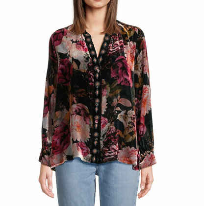 Rosa Velvet Puff Sleeve Oversized Shirt