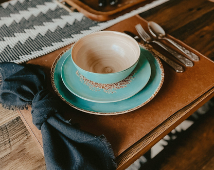 Patina Turquoise Ceramic Dinner Set