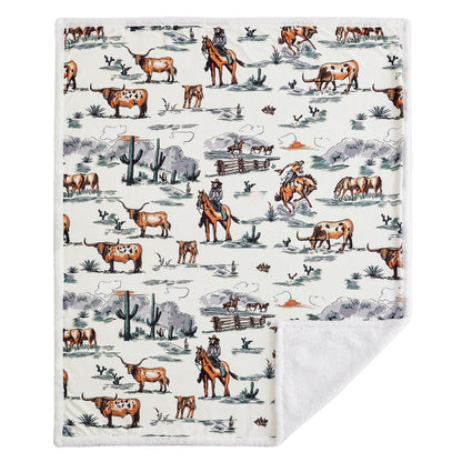 Ranch Life Western Toile Sherpa Throw