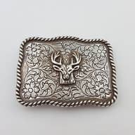 Deer Head Buckle on Vintage Leather Belt