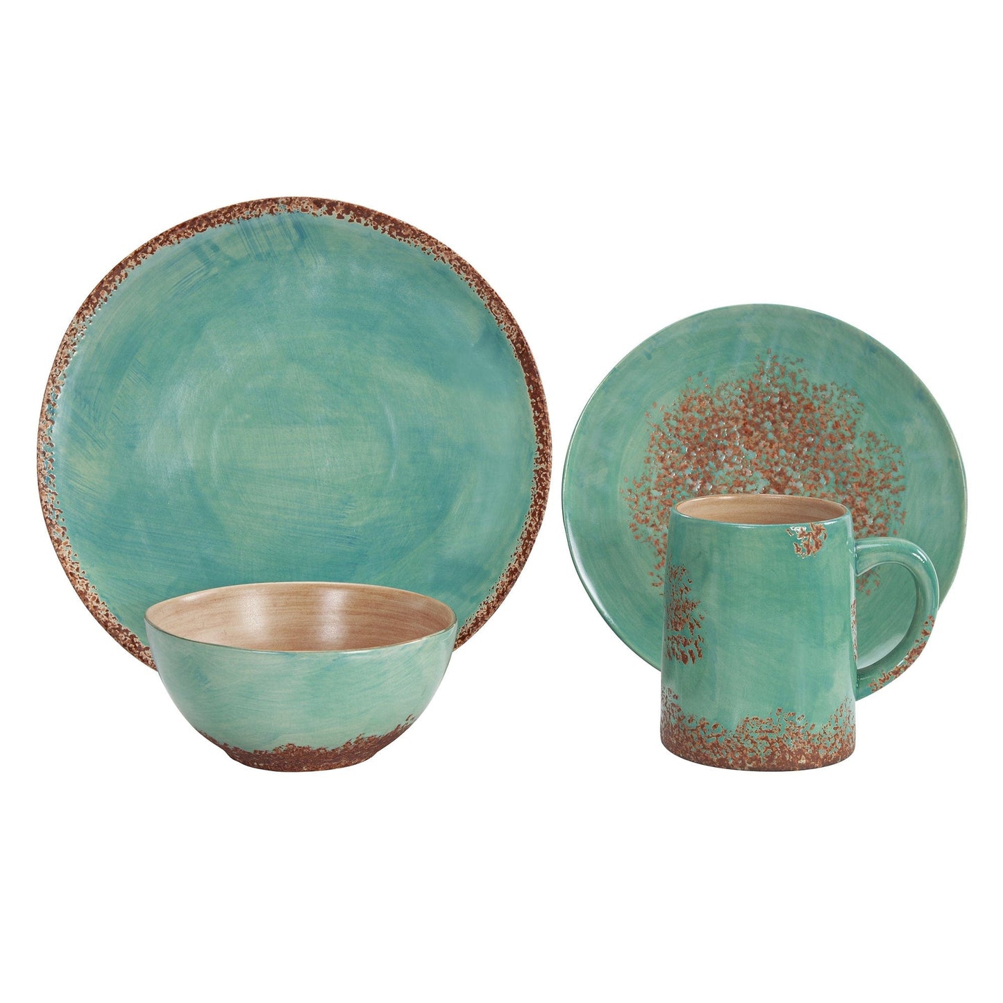 Patina Turquoise Ceramic Dinner Set