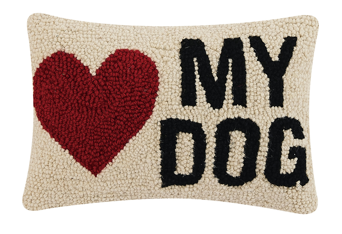 Love My Dog Wool Hook Pillow