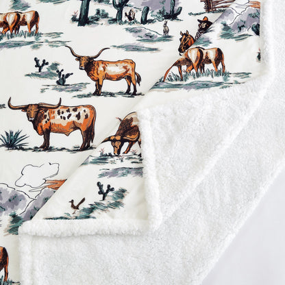 Ranch Life Western Toile Sherpa Throw