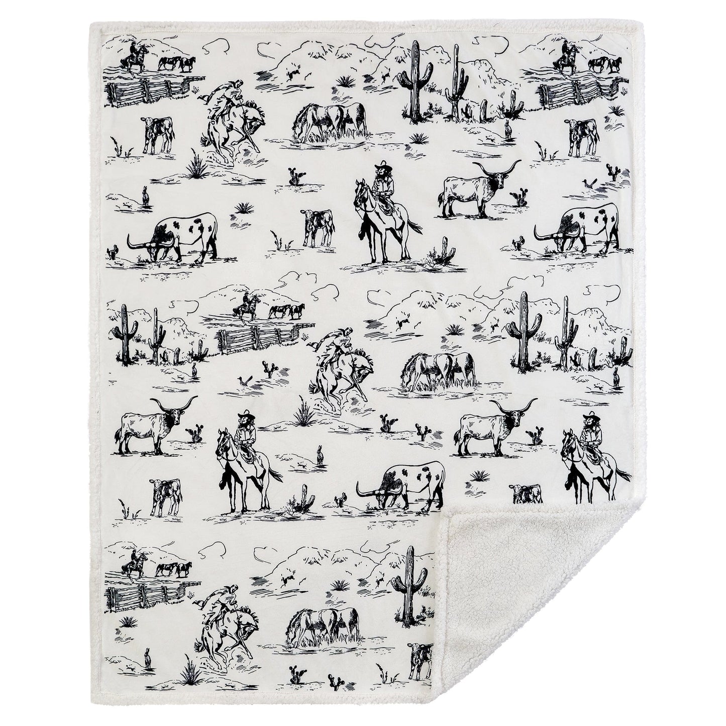 Ranch Life Western Toile Sherpa Throw