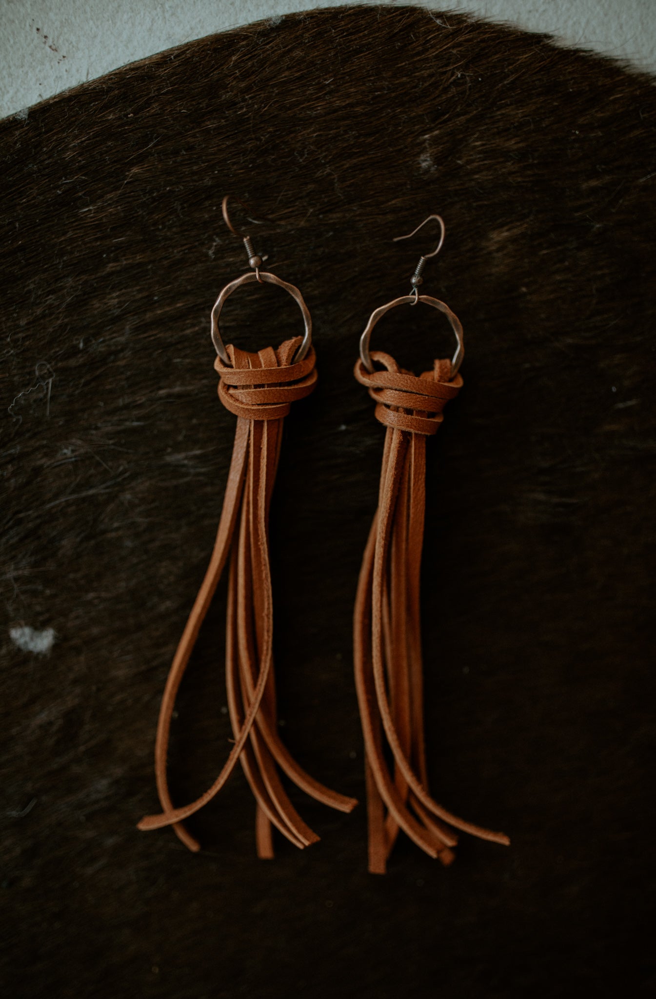 Deer Skin Leather Tassel Earrings