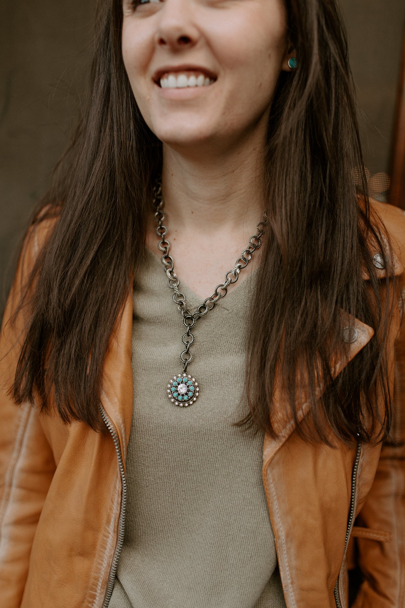 Turquoise & Sparkle Pendant Necklace